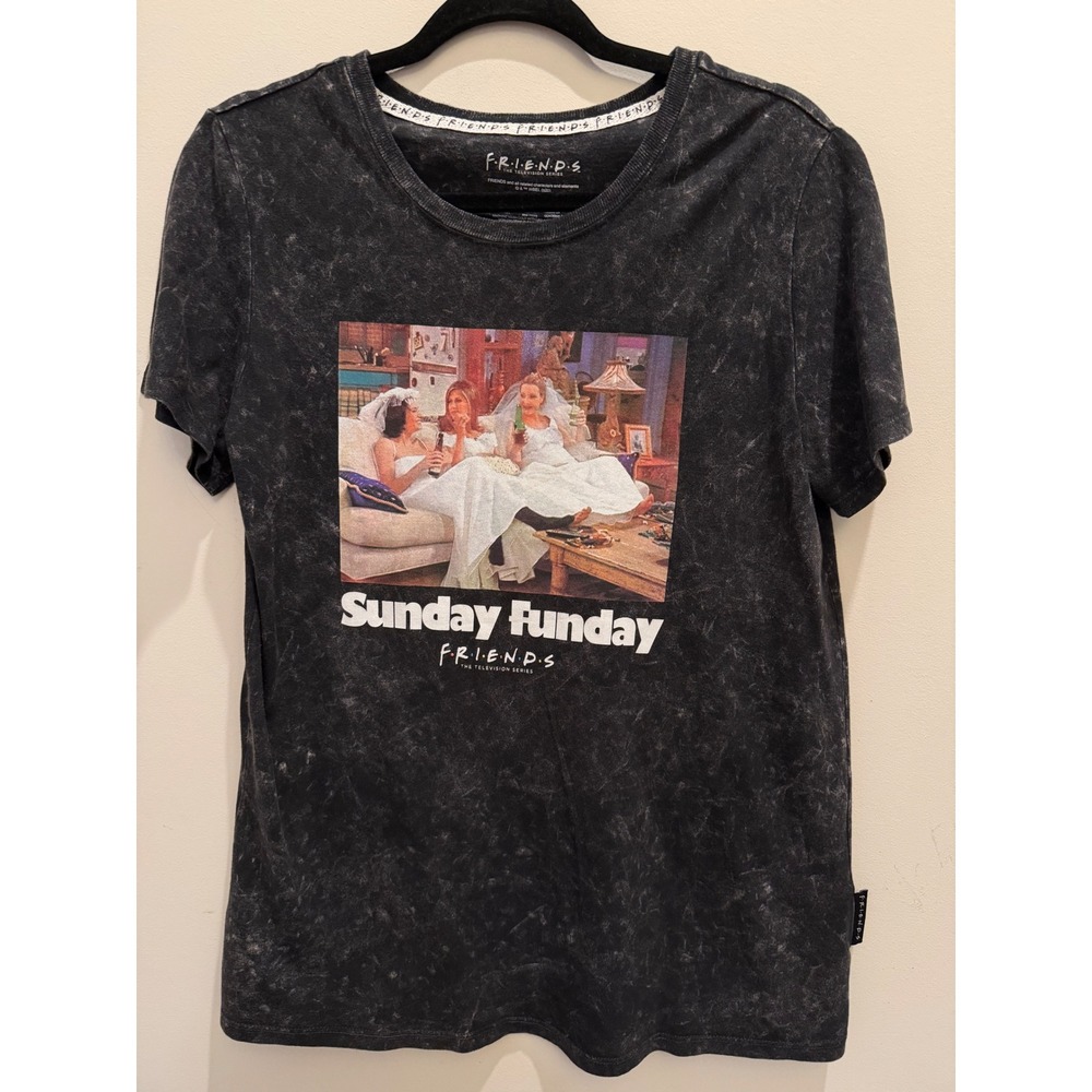 Friends Sunday Funday Women's Medium Washed Black Graphic T-Shirt